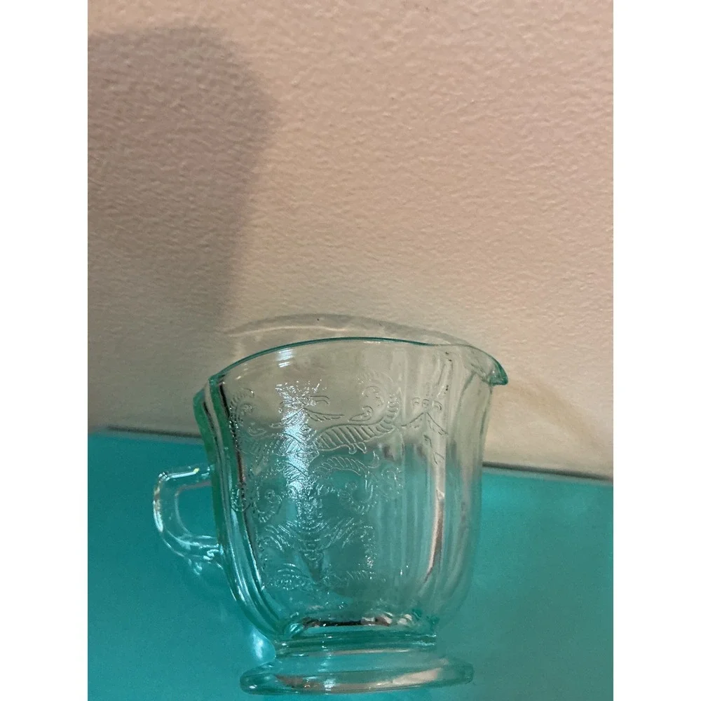 Indiana Glass Recollection Teal Madrid Cream and Sugar Set Vintage‎ Style USA